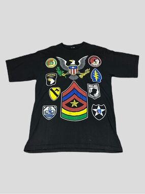 Vintage Army Veteran Wear Military Graphic Black Men's T-Shirt Size 2XL